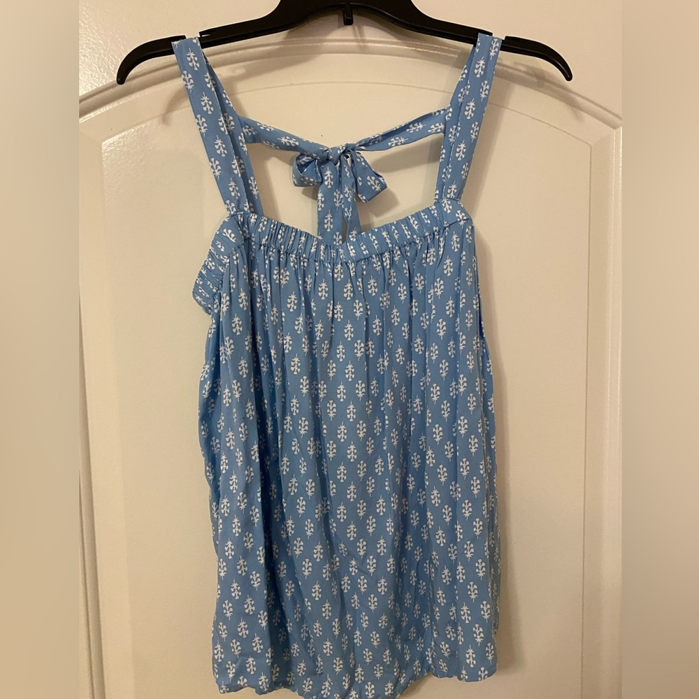 Old Navy Blue and White Babydoll Tieback Tank